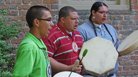 Singers from the Haliwa Saponi Indian Tribe. Photo by Suzanne Seurattan.
